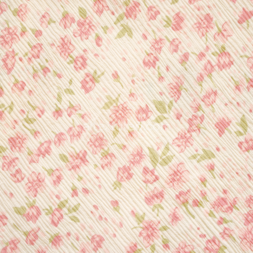 Seamless 3D PBR Texture of Pastel Floral Cotton Fabric with Pink Flowers