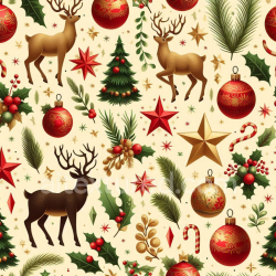 seamless Seamless 3D PBR Christmas Vintage Holiday Fabric Texture with Reindeer and Ornaments texture 8k free download PBR