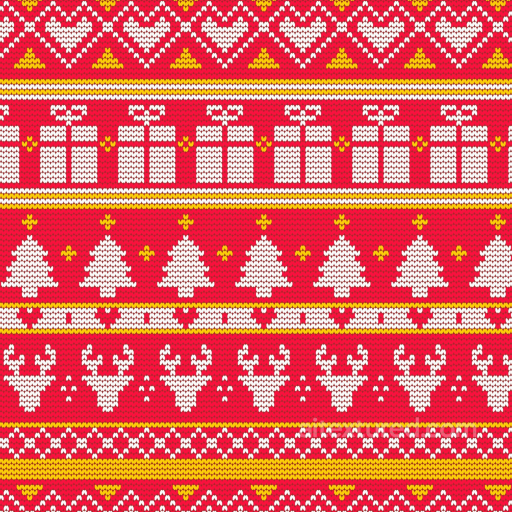 Red Knit Pattern Texture with Holiday Motifs seamless All Christmas Digital paper PBR texture