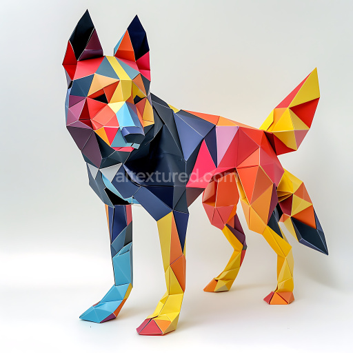 Seamless 3D PBR Texture Featuring Colorful Geometric Triangular Animal Pattern