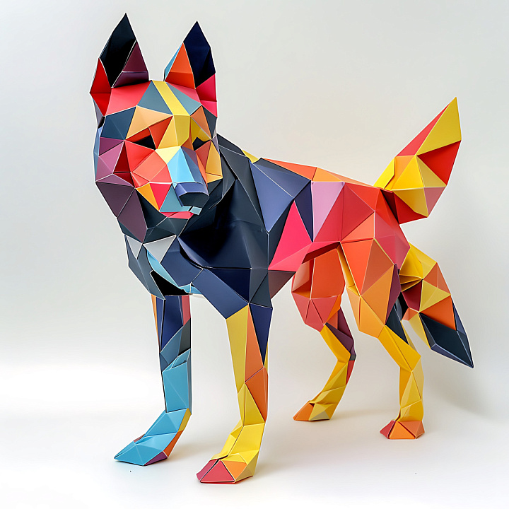 Featuring Colorful Geometric Triangular Animal Pattern seamless PBR texture preview