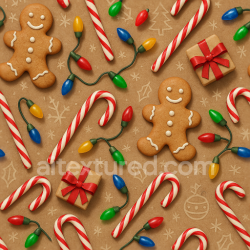 seamless Seamless 3d texture pbr 8k gingerbread candy canes christmas lights wrapping paper texture 8k free download PBR