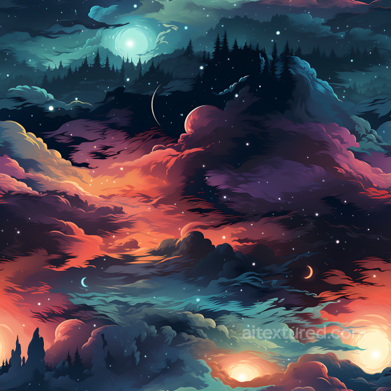 Space PBR Texture Featuring Vibrant Cosmic Nebula Clouds and Celestial Highlights Star, space, planets texture preview