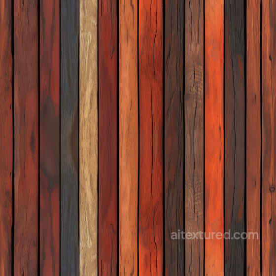 Rustic Multi-Colored Wood Planks PBR Texture with Weathered Grain and Knots Wood texture preview