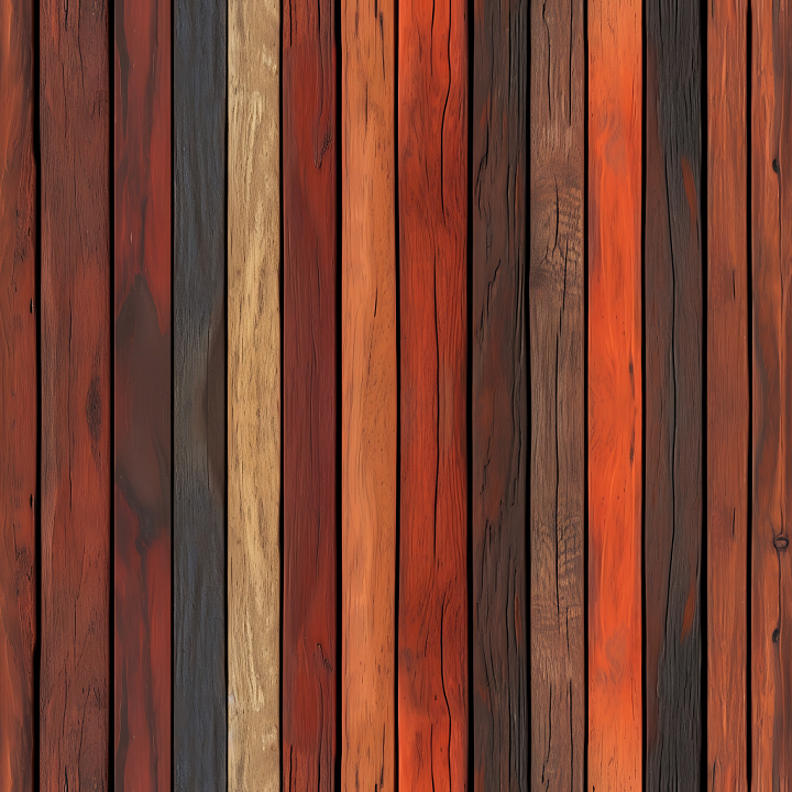 Rustic Multi-Colored Wood Planks with Weathered Grain and Knots seamless PBR texture preview