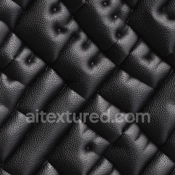 seamless Seamless 3D Quilted Black Pebbled Leather PBR Texture with Button Tufting texture 8k free download PBR