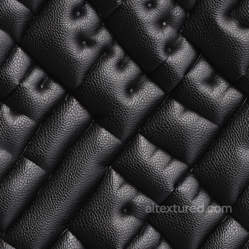 Quilted Black Pebbled Leather PBR Texture with Button Tufting seamless Leather PBR texture