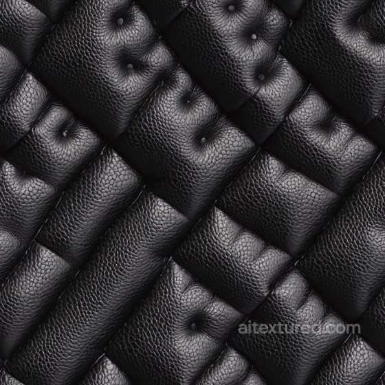 Quilted Black Pebbled Leather PBR Texture with Button Tufting Leather texture preview