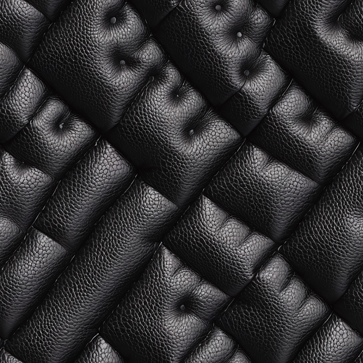 Quilted Black Pebbled Leather with Button Tufting seamless PBR texture preview