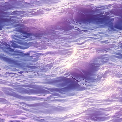 Seamless 3D Water PBR Texture Featuring Stylized Purple Ocean Waves with Foamy Highlights