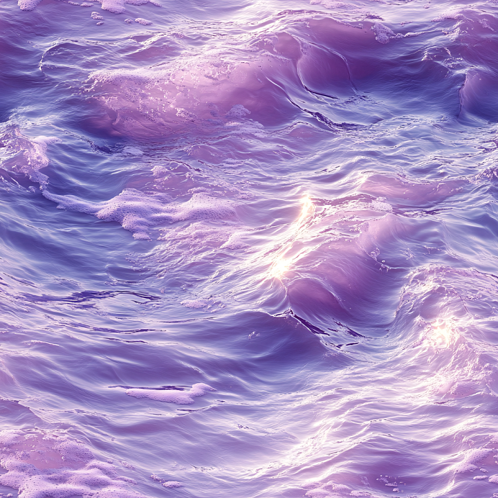 Water Featuring Stylized Purple Ocean Waves with Foamy Highlights seamless PBR texture preview