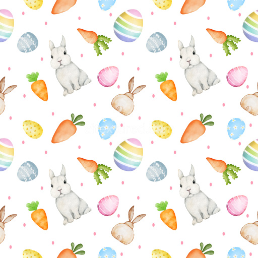 Pattern Bundle - Seamless 3D Pattern PBR Texture Featuring Watercolor Easter Bunnies and Eggs texture preview