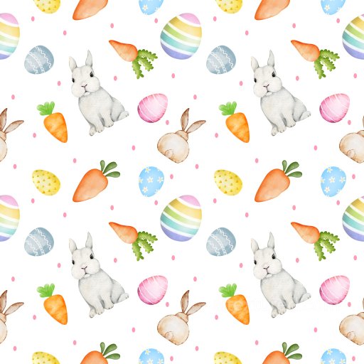 Pattern PBR Texture Featuring Watercolor Easter Bunnies and Eggs seamless Pattern Bundle PBR texture