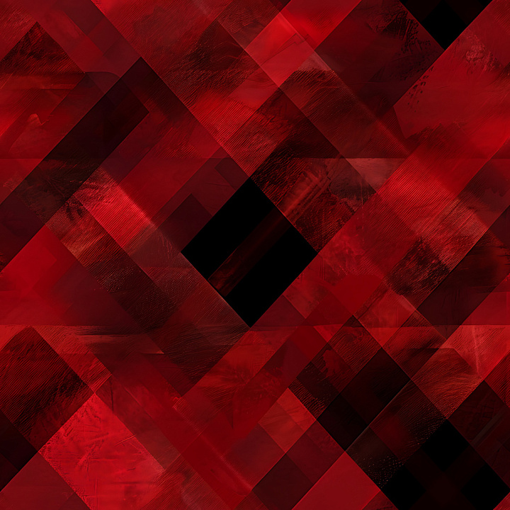 Deep Red Plaid Fabric with Layered Overlaps seamless PBR texture preview