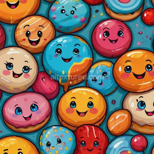 Seamless 3D PBR Texture with Colorful Happy Face Pattern