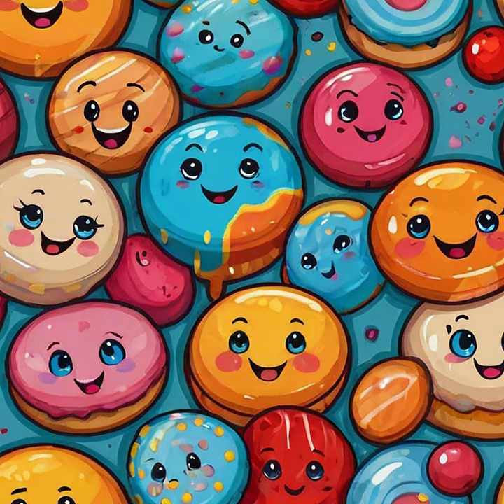 with Colorful Happy Face Pattern seamless PBR texture preview