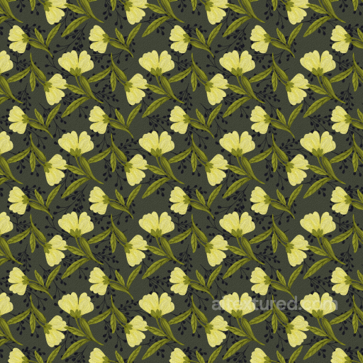 Featuring Yellow Wild Flower Pattern on Dark Fabric seamless Wild Flower PBR texture