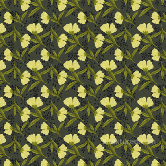 Featuring Yellow Wild Flower Pattern on Dark Fabric Wild Flower texture preview