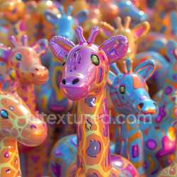 seamless Seamless 3D Inflated Vinyl Panels PBR Texture with Vibrant Multicolor Giraffe Pattern texture 8k free download PBR
