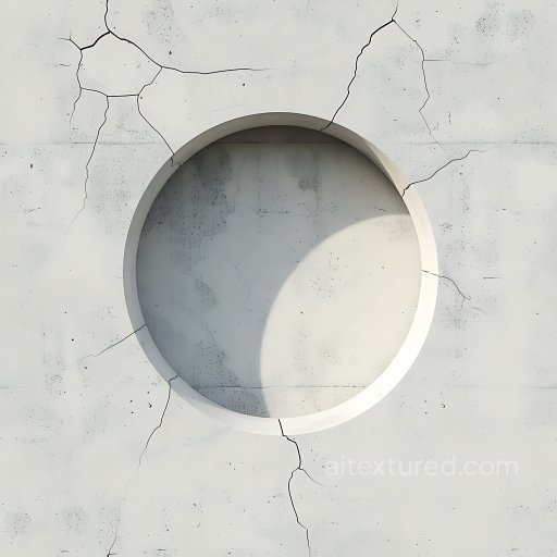 Cracked White Concrete PBR Texture Featuring a Circular Hole and Fine Fractures seamless Cracked & Holes PBR texture