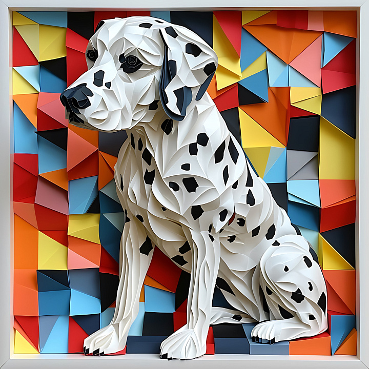 Featuring Dalmatian Dog with Origami Paper Art Style seamless PBR texture preview