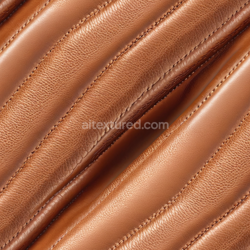Seamless 3D PBR Quilted Brown Leather Upholstery Texture with Pebbled and Smooth Panels