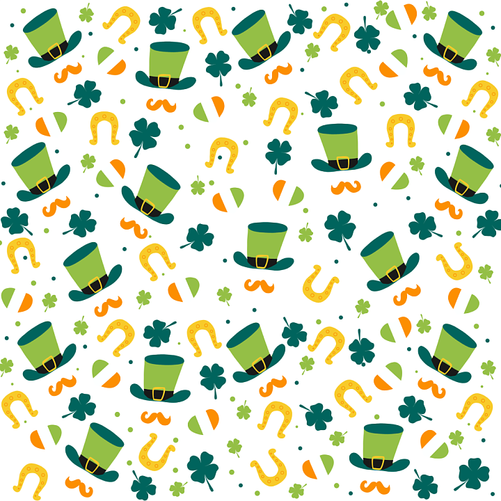St Patrick Festive Pattern With Hats And Shamrocks seamless PBR texture preview