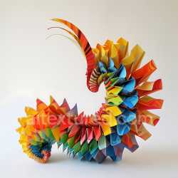 seamless Seamless 3D PBR Texture Featuring Vibrant Origami Caterpillar Scales in Multicolor texture 8k free download PBR