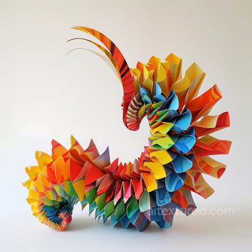 Animal - Seamless 3D PBR Texture Featuring Vibrant Origami Caterpillar Scales in Multicolor texture preview