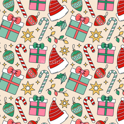 Seamless 3D PBR Texture of Colorful Christmas Digital Paper Pattern