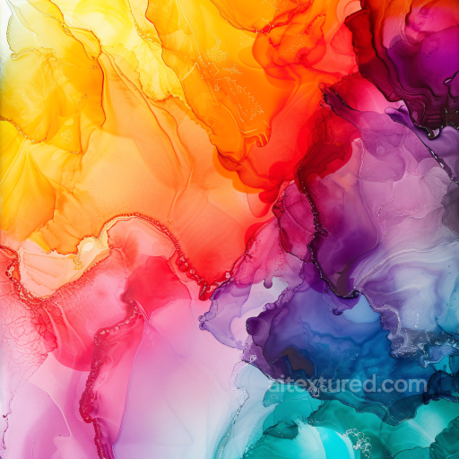 Alcohol Ink PBR Texture Featuring Vibrant Multicolor Fluid Swirls and Translucent Layers seamless Alcohol ink PBR texture