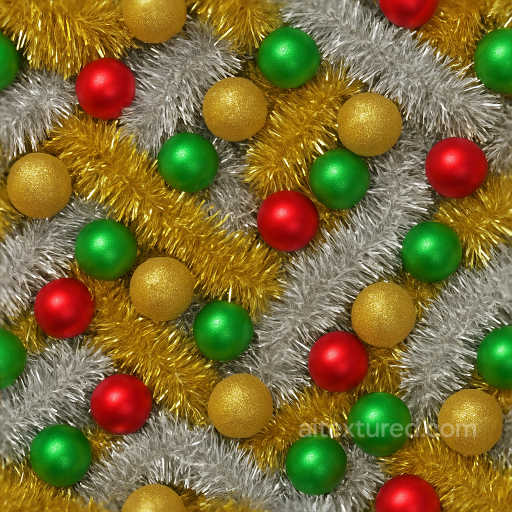 Tinsel Garland Gold Tinsel Silver Tinsel Christmas Ornament seamless Merry christmas PBR texture