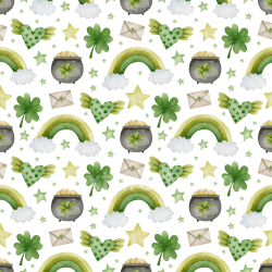 seamless Seamless 3D PBR Watercolor St Patrick Digital Paper Texture with Rainbows & Shamrocks texture 8k free download PBR