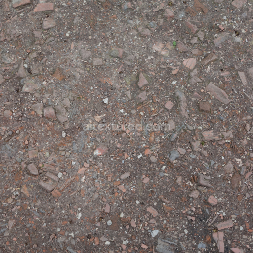 High-Resolution Textured Ground with Broken Brick and Debris