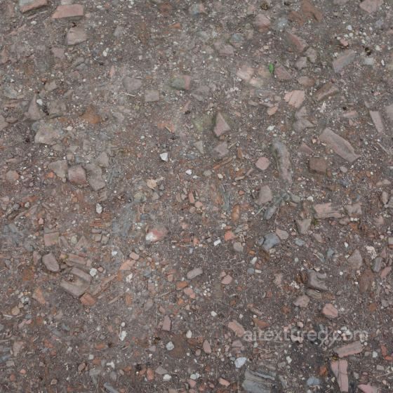 Textured Ground with Broken Brick and Debris Ground surface texture preview