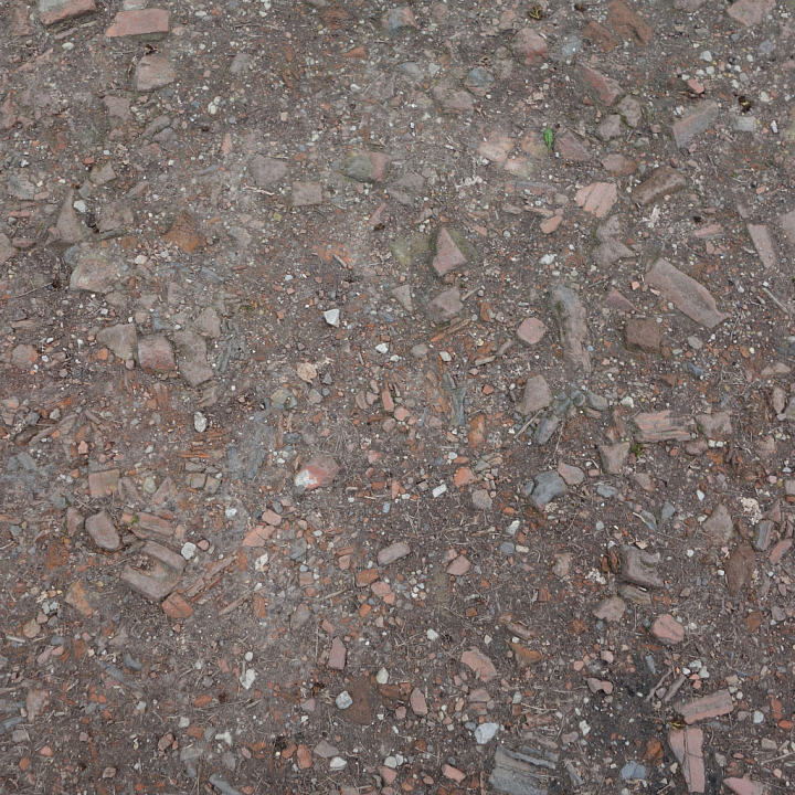Textured Ground with Broken Brick and Debris seamless PBR texture preview
