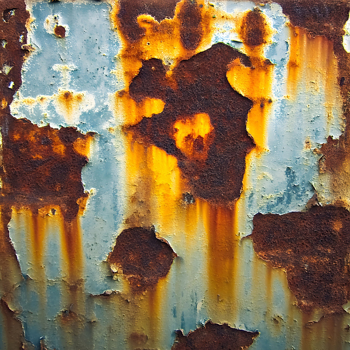 Cracked and Holed Rusty Metal with Peeling Paint seamless PBR texture preview