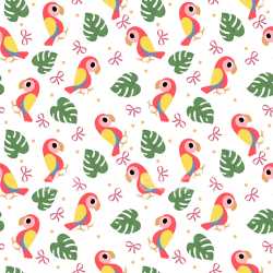 Pattern Bundle - Seamless 3D Pattern PBR Texture Featuring Stylized Colorful Parrots and Tropical Leaves texture preview
