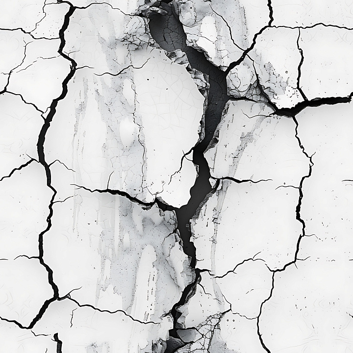 Cracked And Hole Plaster With White And Black Contrast seamless PBR texture preview
