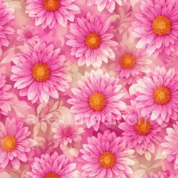 seamless Seamless 3D PBR Texture of Pink Flower Floral Pattern with Soft Petals and Warm Orange Centers texture 8k free download PBR