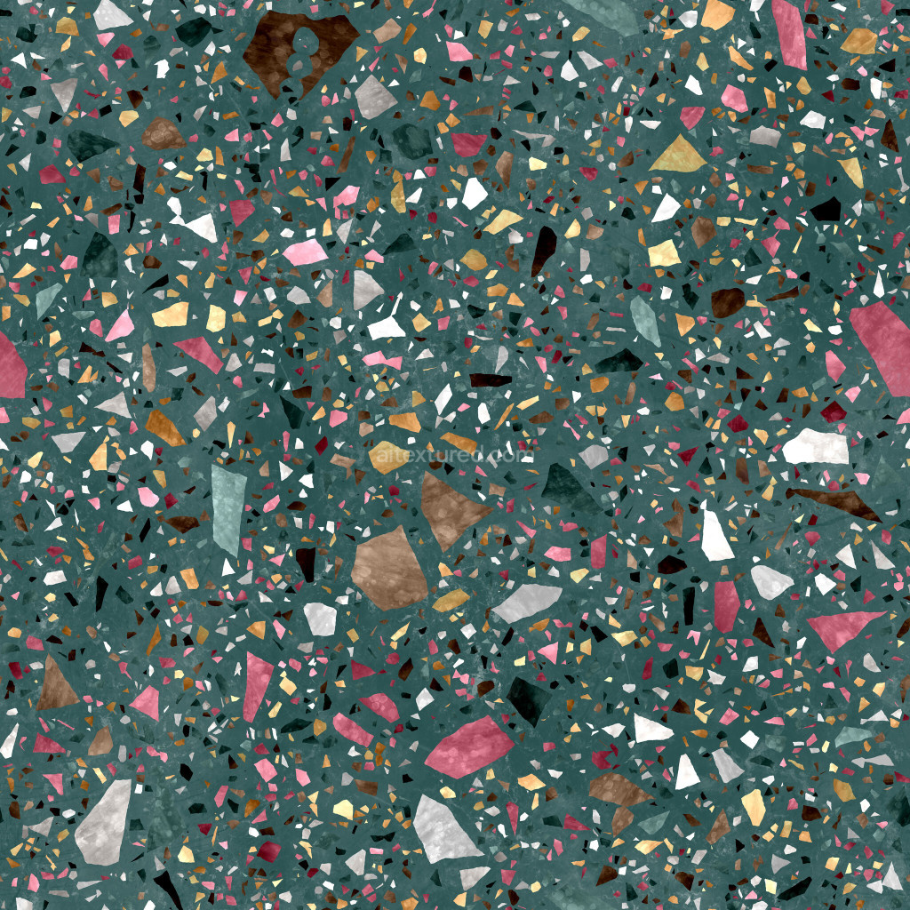Seamless terrazzo PBR texture with vibrant colors