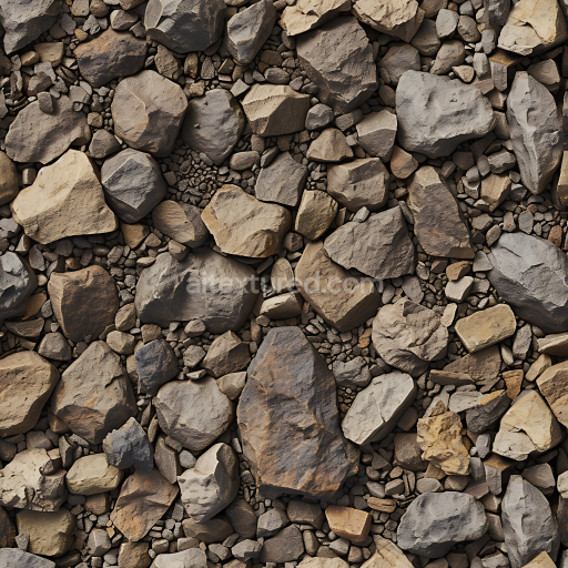 Seamless 3D Rocky Ground PBR Texture Featuring Natural Pebbles and Rough Stones