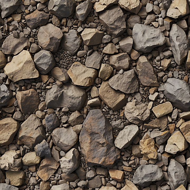 Rocky Ground Featuring Natural Pebbles and Rough Stones seamless PBR texture preview