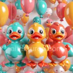 seamless Seamless 3D Inflated Vinyl Balloon Duck PBR Texture in Bright Colors texture 8k free download PBR