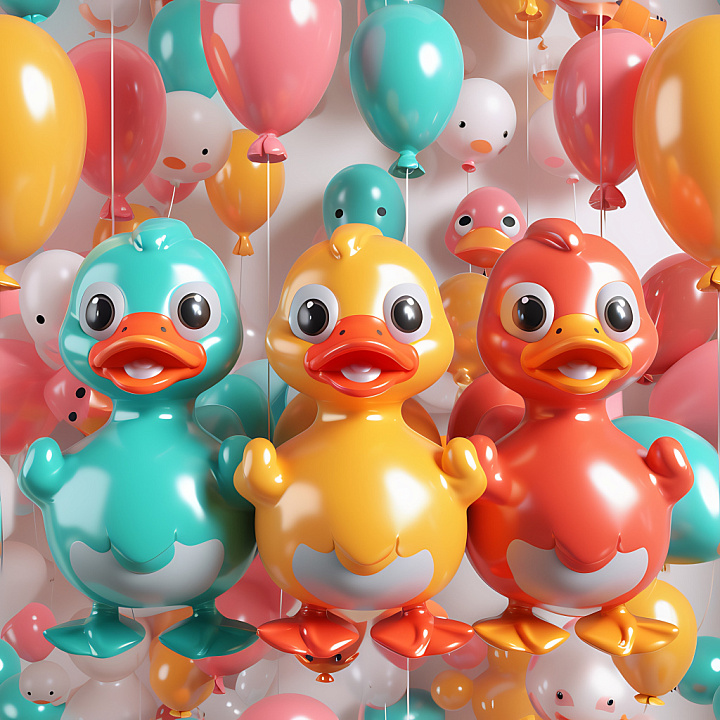 Inflated Vinyl Balloon Duck in Bright Colors seamless PBR texture preview