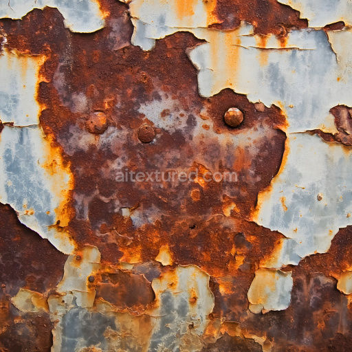 Seamless 3D PBR Rusted Cracked Metal Texture with Flaking Paint and Corrosion