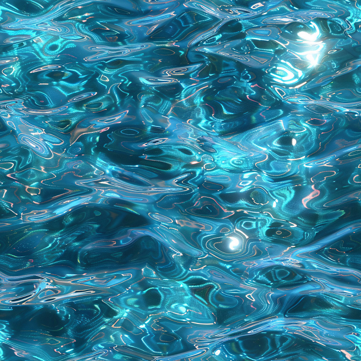 Glossy Liquid Water with Reflective Highlights seamless PBR texture preview