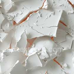 seamless Seamless 3D Cracked Plaster PBR Texture Featuring Jagged White Fragments and Orange Underlayer texture 8k free download PBR