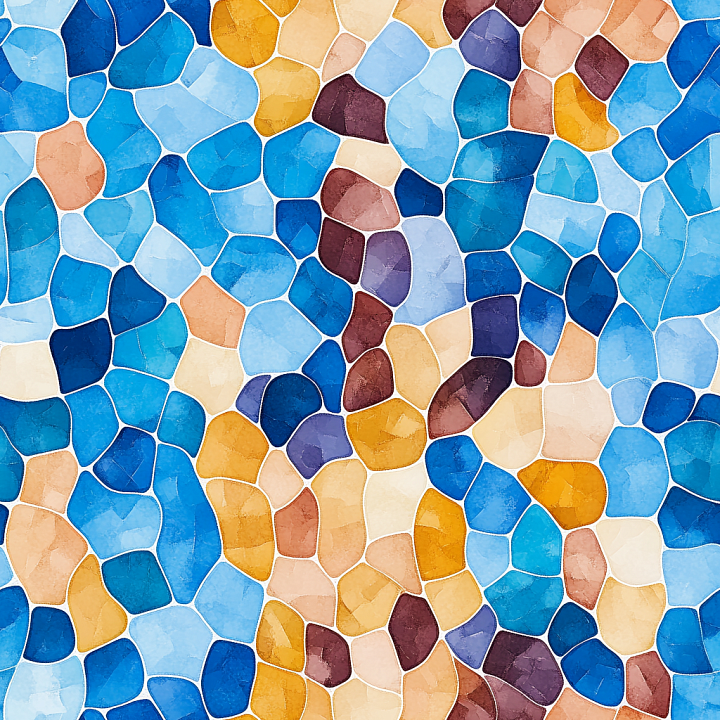 Mosaic Featuring Multicolored Glass-Like Stone Chips seamless PBR texture preview