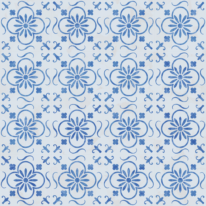 Portuguese Azulejos Tile seamless PBR texture preview